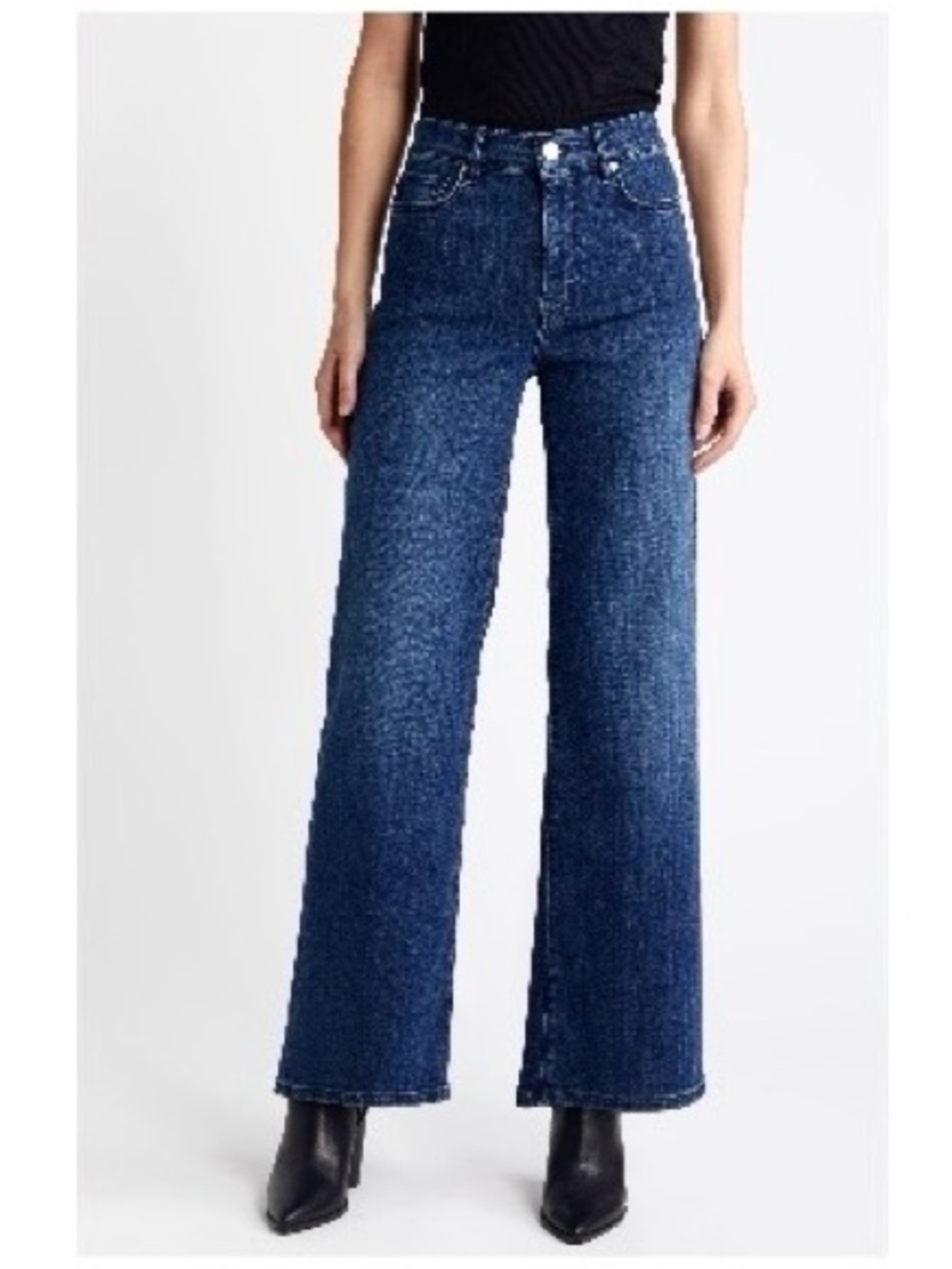 Frame Denim Le Slim Palazzo Wide-Leg Ankle Jeans in Dark Blue Wash